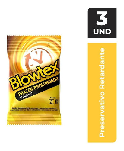 Preservativo Lubrificado Prazer Prolongado Blowtex Pacote 3 Unidades