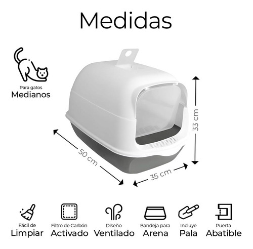 Caja De Arena Para Gatos Cerrada Con Tapa Y Puerta Con Bisag