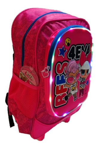 Imagen 4 de 5 de Mochila Carro Escolar Lol Surprise Con Luces Led 18´´ Nuevas