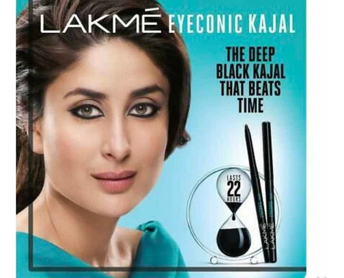 Lápiz Delineador Lakmé Eyeconic Kajal, Negro Profundo 22 Hrs