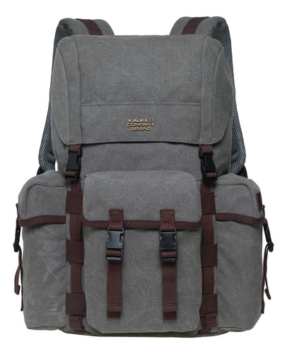 Kaukko Mochila Casual Vintage De Lona Y Cuero, 17-gris, Tall