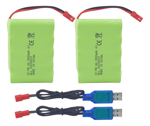 Puoo Bateria Recargable Aa De 6.0 V 2800 Mah Con Enchufe Jst