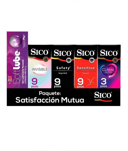 Kit 30 Condones De Latex + Lubricante Pleasure Plus Sico