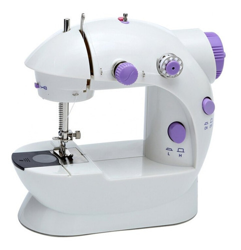 Mini máquina de coser recta portátil con pedal 110 V/220 V, color blanco 110 V/220 V