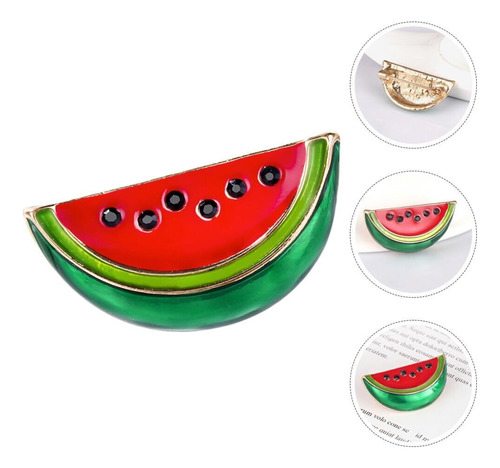 4 Uds. Pin Esmaltado De Sandía Broche Rojo Con Forma