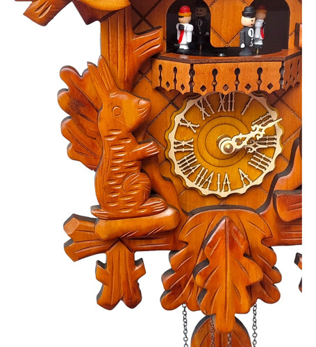 Reloj Cucu De Pared Cabeza De Venado Bosque Madera Música Estructura Marrón Claro Fondo Marrón Claro