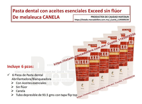 6 Pasta Dental Sin Flúor Aceites Esenciales Canela Melaleuca