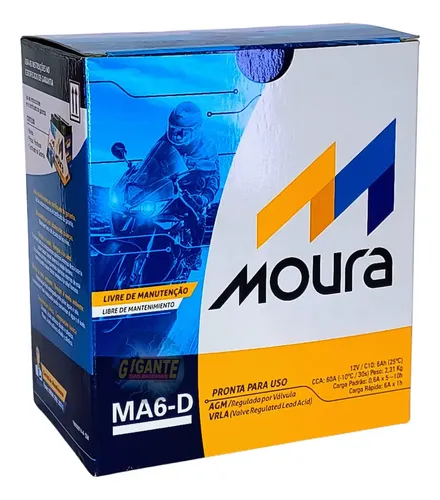 Bateria De Moto Moura Ma6d 6 Amper 6ah Cb Cbr 300 Fazer Cbx 250 Twister Ate