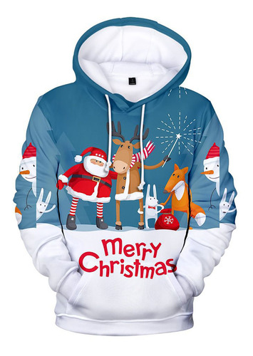 Suéter Con Capucha De Navidad Digital 3d Para Mujer 3men