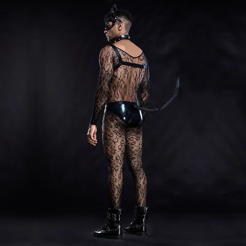 Conjunto De Pijama Sexy Cat For Hombre Transparente A