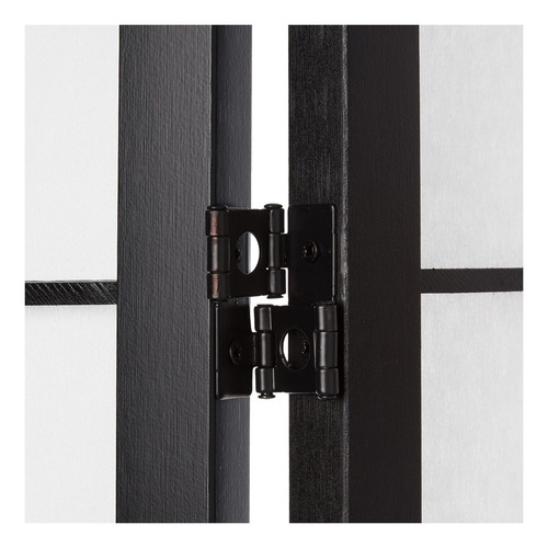 Roundhill Biombo Negro De 4 Paneles Con Diseño Japonés De