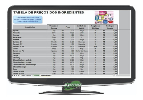 Planilha Para Calcular Custo De Receitas Culinárias