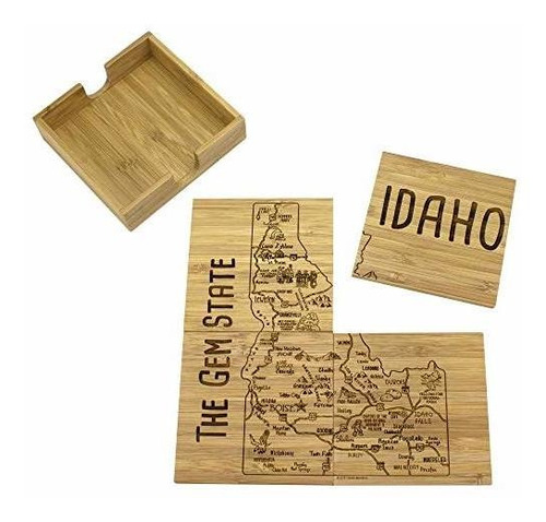 Totally Bamboo Idaho State Puzzle Juego De Posavasos De Bamb