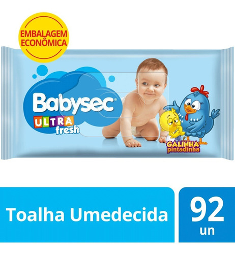 Imagem 1 de 4 de Lenço Umedecido Babysec Galinha Pint Ultrafresh 92 Unids