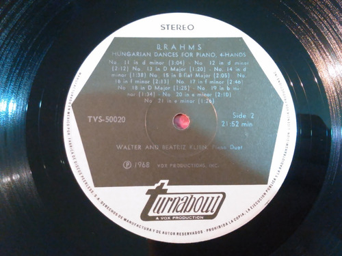Walter & Beatriz Klien - Hungarian Dances - Brahms / Lp (Usado)