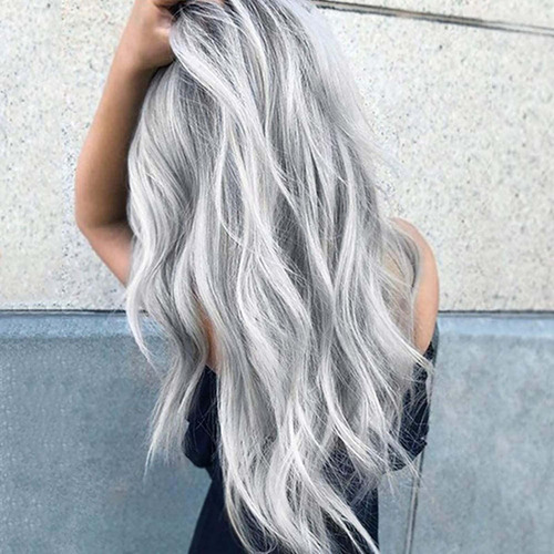 Plata Gradient Pelucas Mujeres Negro Suelto Ondulado Curly P
