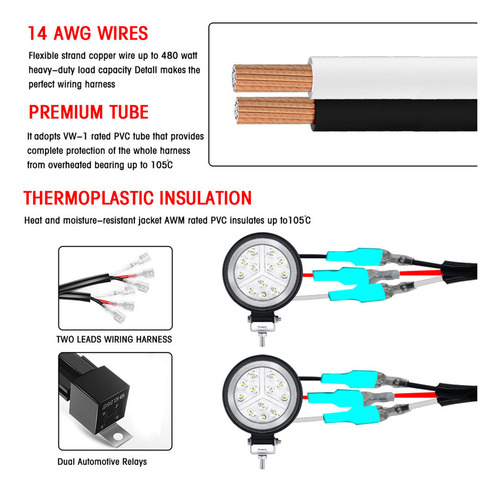 Kit Wg De Barra De Luz Led, 480 W, 2 Cables, Relé De 12 V, I