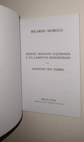 (2)ricardo Morelli: Instantaneas/20 Sonetos Lujuriosos Y Un (Usado)