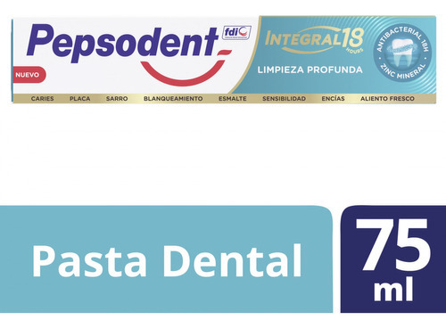 Pepsodent Pasta Dental Integral 18 Limpieza Profunda 75ml