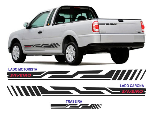 Acessorios Vw Saveiro  G2 G3 G4 Adesivos Lateral Kit Racing