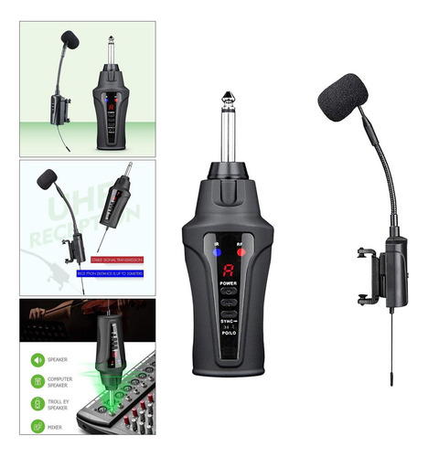 - Instrumento Receptor Cardioide Con Clip Para Violín Uhf,