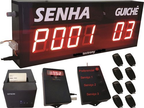 Painel De Senha Guiche Impressora Controle Preferencial Norm Cor Vermelho