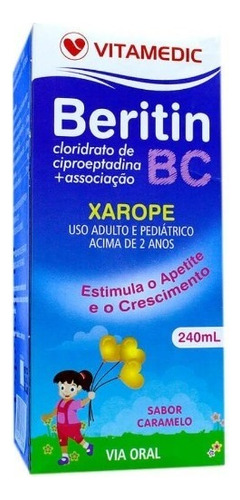 Kit 3x Beritin Bc Xarope 240ml + Apetie + Aumento De Massa Sabor Caramelo