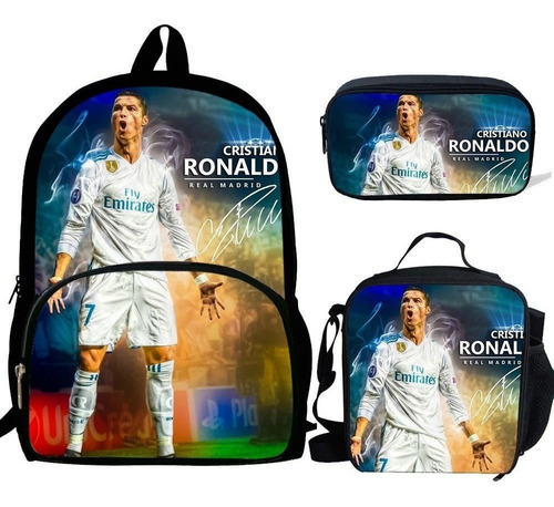 3 Unidades/conjunto: Mochila Cristiano Ronaldo, Bolsas De Om