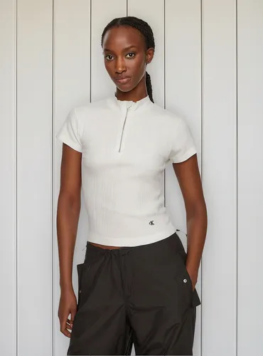 Blusa Variegated Rib Half Blanco Calvin Klein
