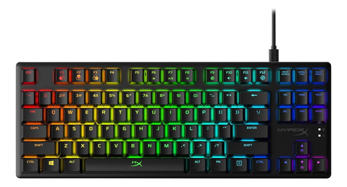 Teclado Mecánico Hyperx Rgb, Tamaño Tkl, Switch Aqua, Negro