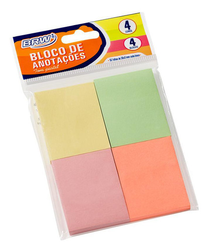 Smart Notes Brw Pastel 38 X 51mm - 4 Blocos Com 50fls