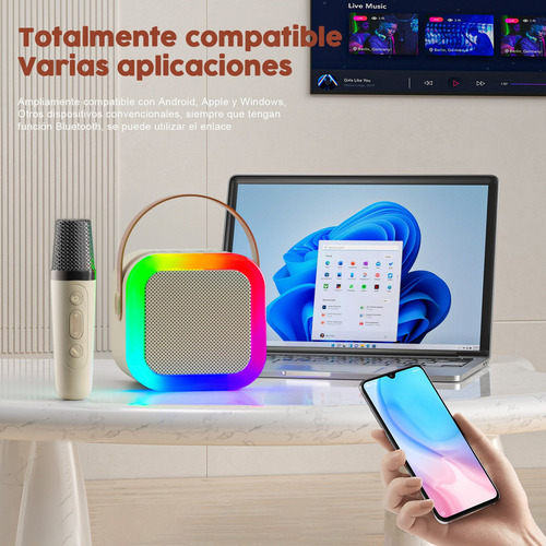 Mini Bluetooth Máquina De Karaoke Para Niños Con 2 Micrófono