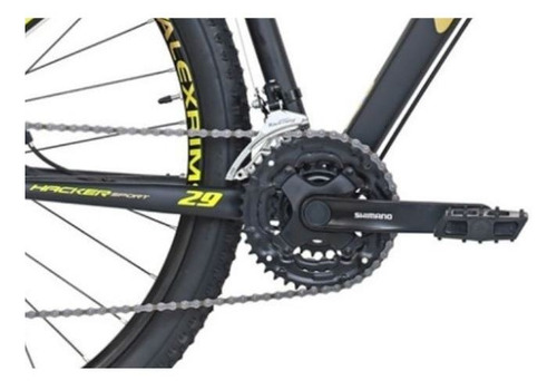 Imagem 5 de 6 de Bicicleta Oggi Hacker Sport Aro 24 - Preto E Amarelo