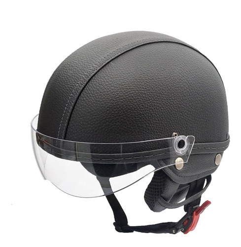 Capacete Coquinho Esporte Kraft Revestido Couro Com Viseira Cor Preto Desenho Viseira Cristal Tamanho do capacete G