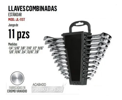 Juego De Llaves Combinadas Std 11 Pz Acero Cromo Jl-11st