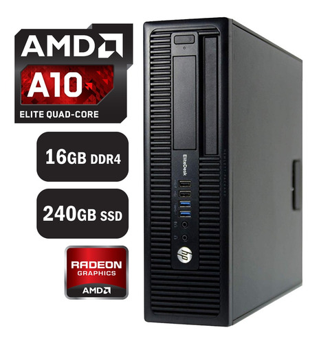 Imagen 1 de 5 de Pc Computadora Gamer Hp Amd Quad Core 16gb 240gb Ssd Radeon