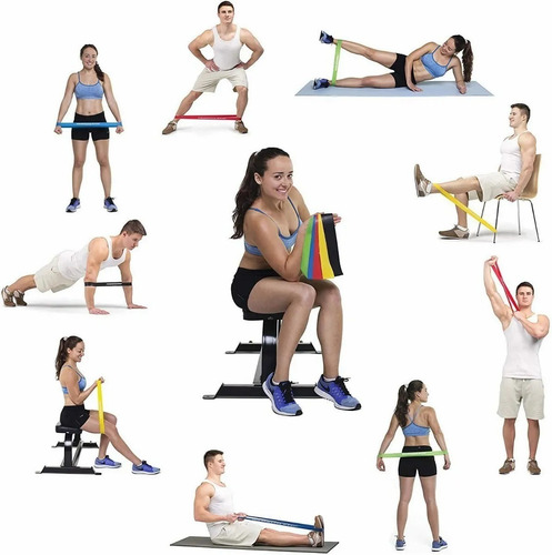 Imagen 7 de 9 de Bandas De Resistencia 5 Pzas Crossfit Fitness Ejercicios Kit