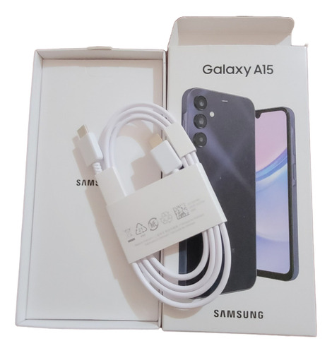Caja De Celular Galaxy A 15 Con Cable Usb Blanco