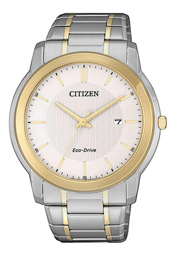 Reloj Citizen Hombre Eco-drive Aw121686a Color de la malla Plateado/Dorado Color del bisel Dorado Color del fondo Blanco