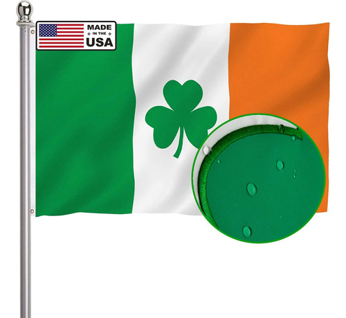 Bandera Irlandesa De Irlanda Con Trébol Bordado, 3 X 5, Para