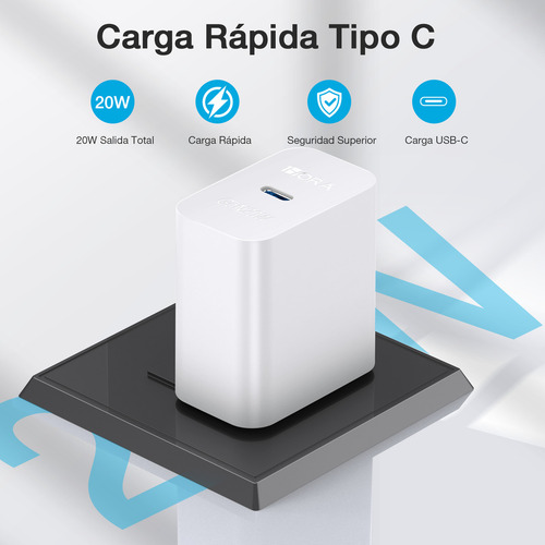 Cargador Carga Rápida 20w C A Lightning Compatible Iphone Blanco
