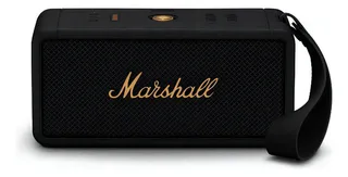 Bocina Marshall Middleton portátil con bluetooth waterproof black and brass 110V/220V