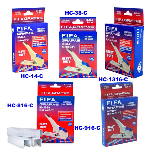 Grapa Fifa Uso Pesado Hc-816-6 (1/2 ) Caja Con 1000 Grapas Plata