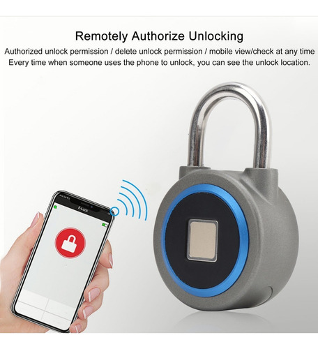 Huella Digital Portátil Bluetooth Lock Smart Candado Sin Lla