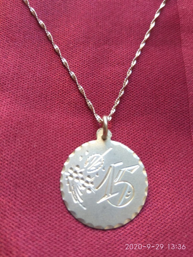 Medalla Plata 925 Abeja Maestra 20 Mm Redonda Y Cadena 40 Cm