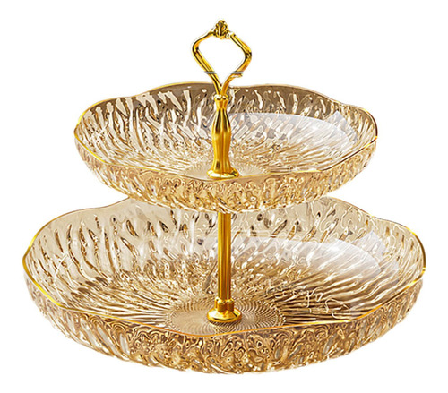 Plato De Frutas, Platos Para Servir, Elegante 2 Niveles Oro