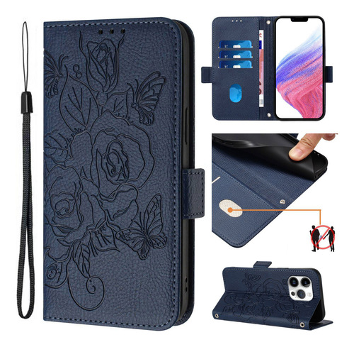 Funda Tipo Cartera De Piel 3d Con Forma De Flor Para Samsung Galaxy A06 A16 A26 A36 A56 A05s A15 A25 A35 A55 A04s A14 A24 A34 A54