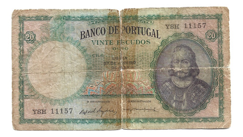 Liquido Excelente Billete De Portugal.  20 Escudos 1959