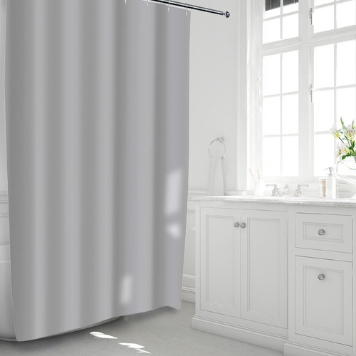 Cortina Para Baño De Peva Bath Styles Con Ganchos Color Gris oscuro Lisa