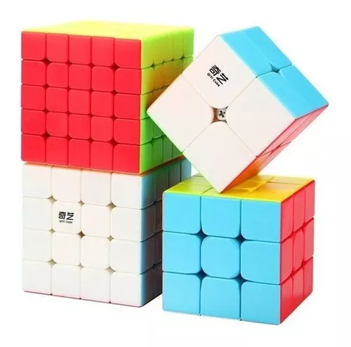 Caixa 4 Cubos Mágicos 2x2 + 3x3 + 4x4 + 5x5 Moyu Cor Da Estrutura